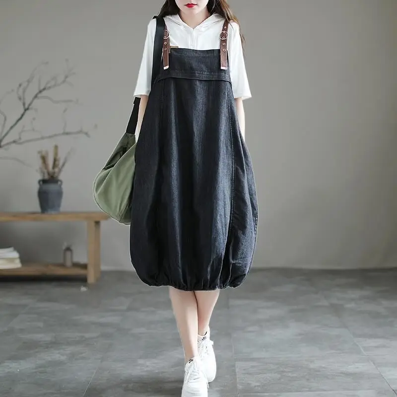 Solto feminino denim ter dr verão a linha saia coreano sle commute ket detalhe cintura larga regular sve midi dr