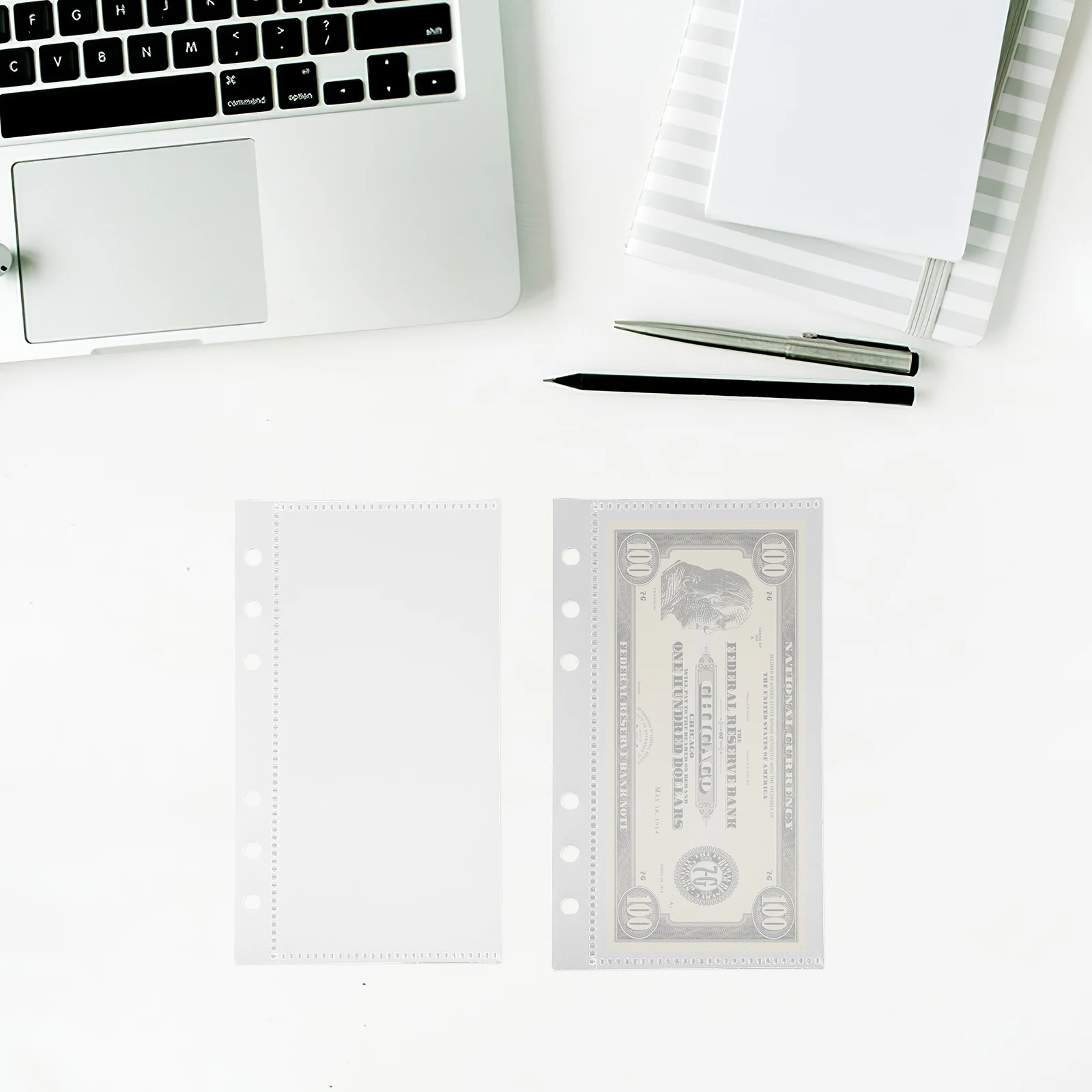 5pcs PP Partition Pages Clear Binder Pockets Portable Multi-use Loose Leaf Notebook Inserts Blue Color Storage