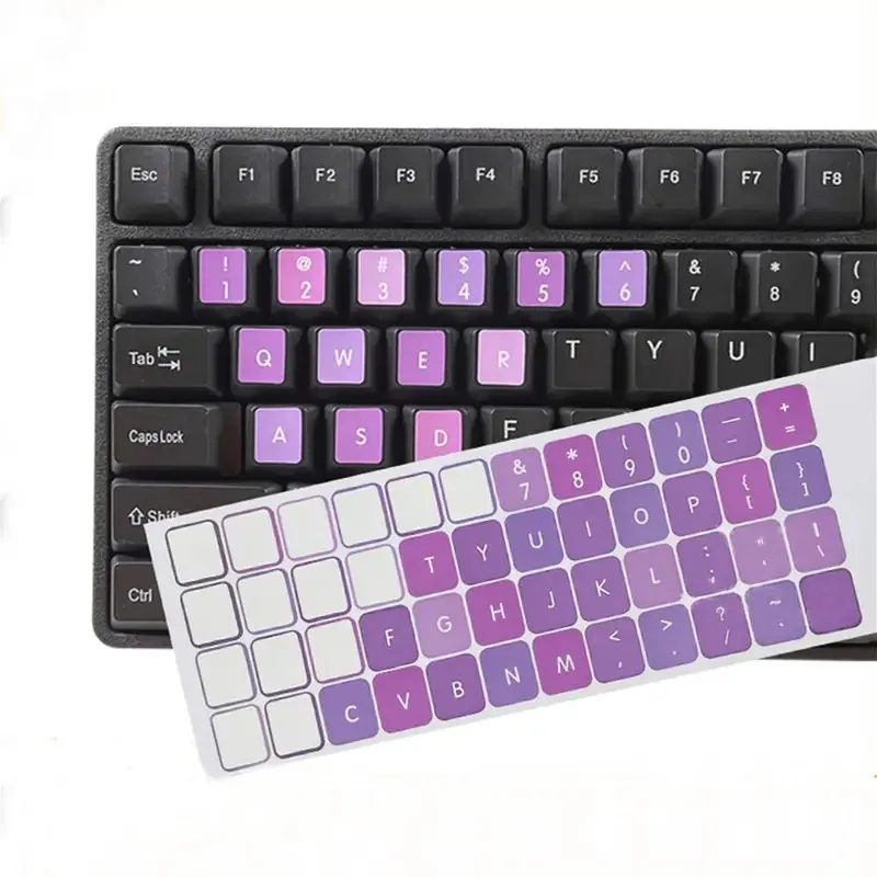 1pc Notebook & Desktop English/Russian/Korean Keyboard Stickers  purple Key Stickers, Dustproof Keyboard Protectors
