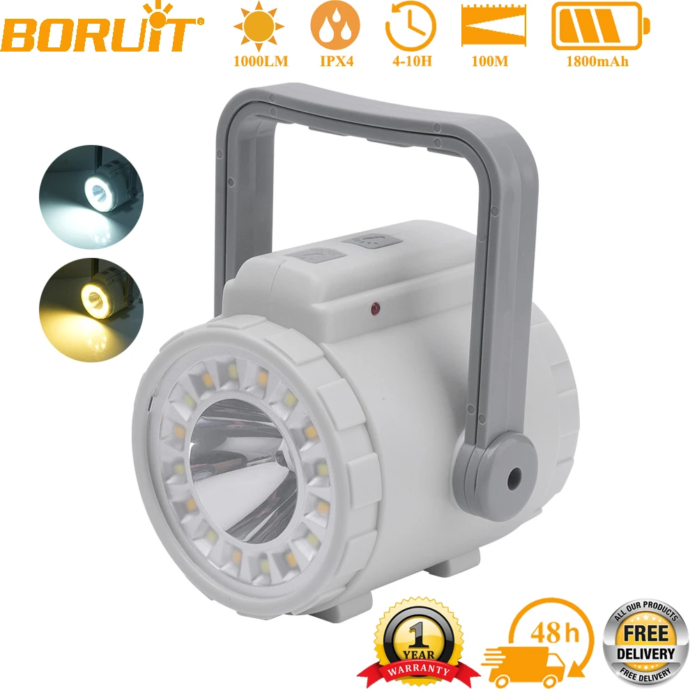

BORUiT Hand Crank LED Camping Lantern Type-C Rechargeable Power Bank Tent Light Gear Self Powered Torch Camping Searchlight