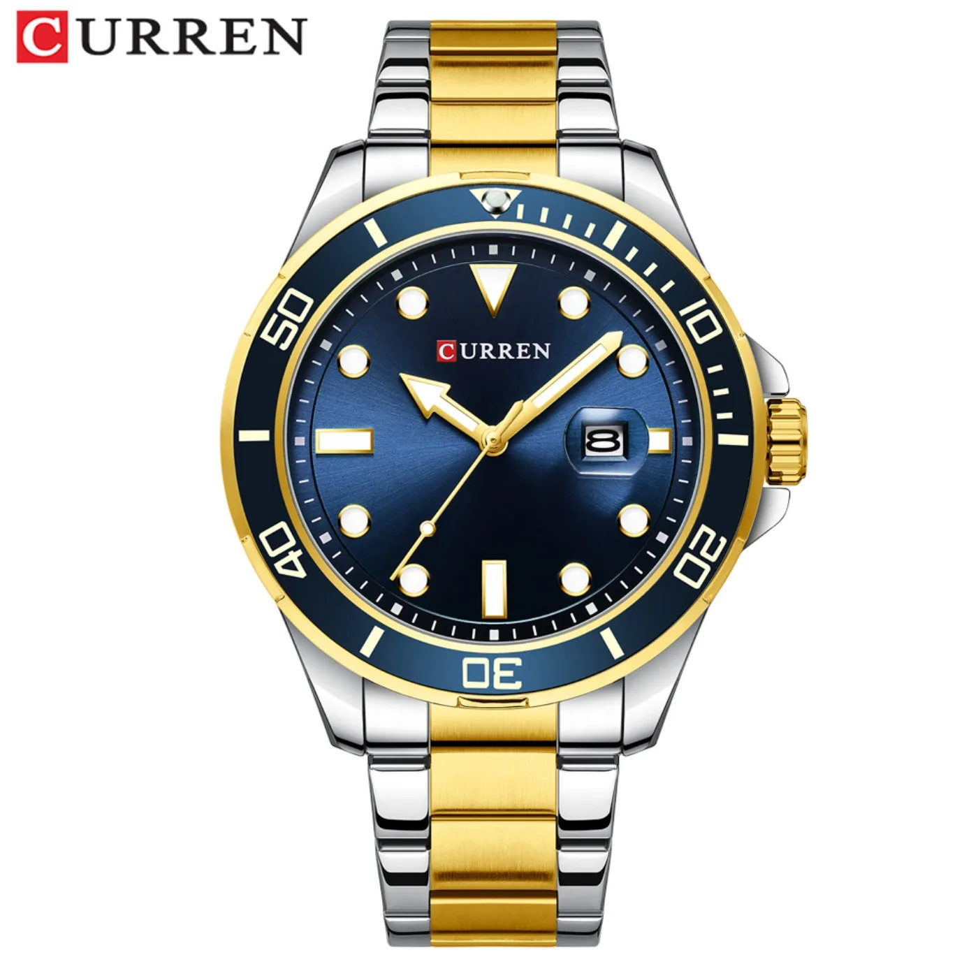 CURREN New Green Water Ghost Series Brand High-end Luxury Watches Automatic Watch Men All Steel Waterproof Quartz Watch Gifts view 2