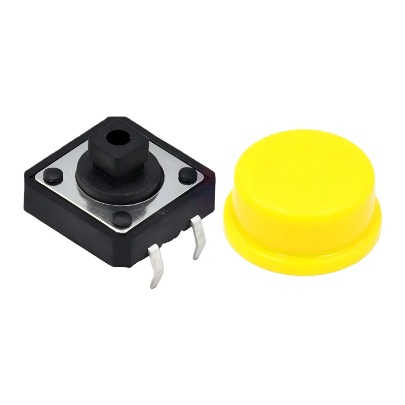 10 قطعة مفتاح اللمس 12X12X7.3H ، زر محلي + غطاء زر اللون ، مفتاح إدخال مستقيم 4 دبابيس ، زر اللمس