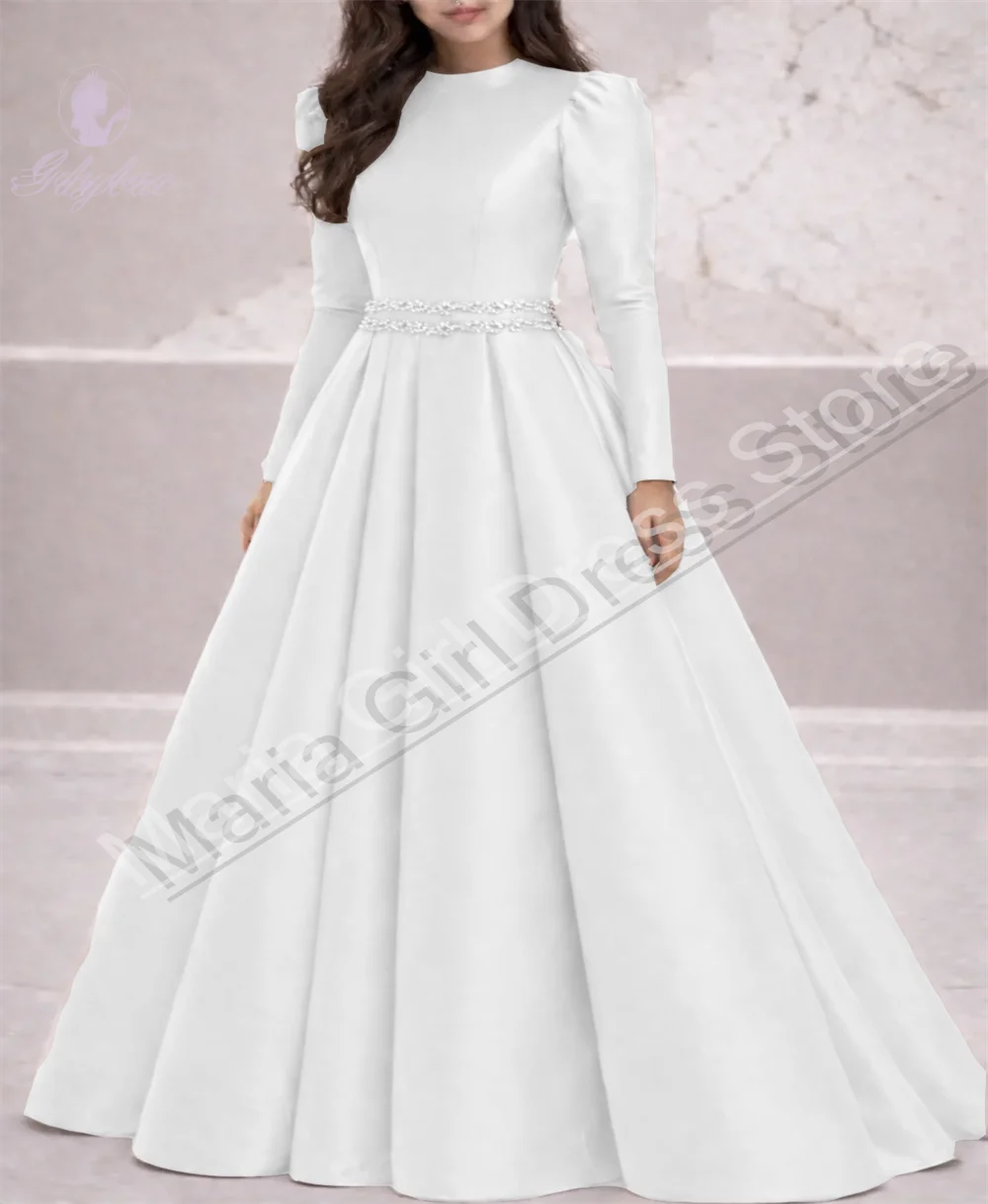 Flower Girl Dress Suitable Weddings With Satin Fabric Silver Belt Princess Party Birthday Beauty Pageant Costume Customizable