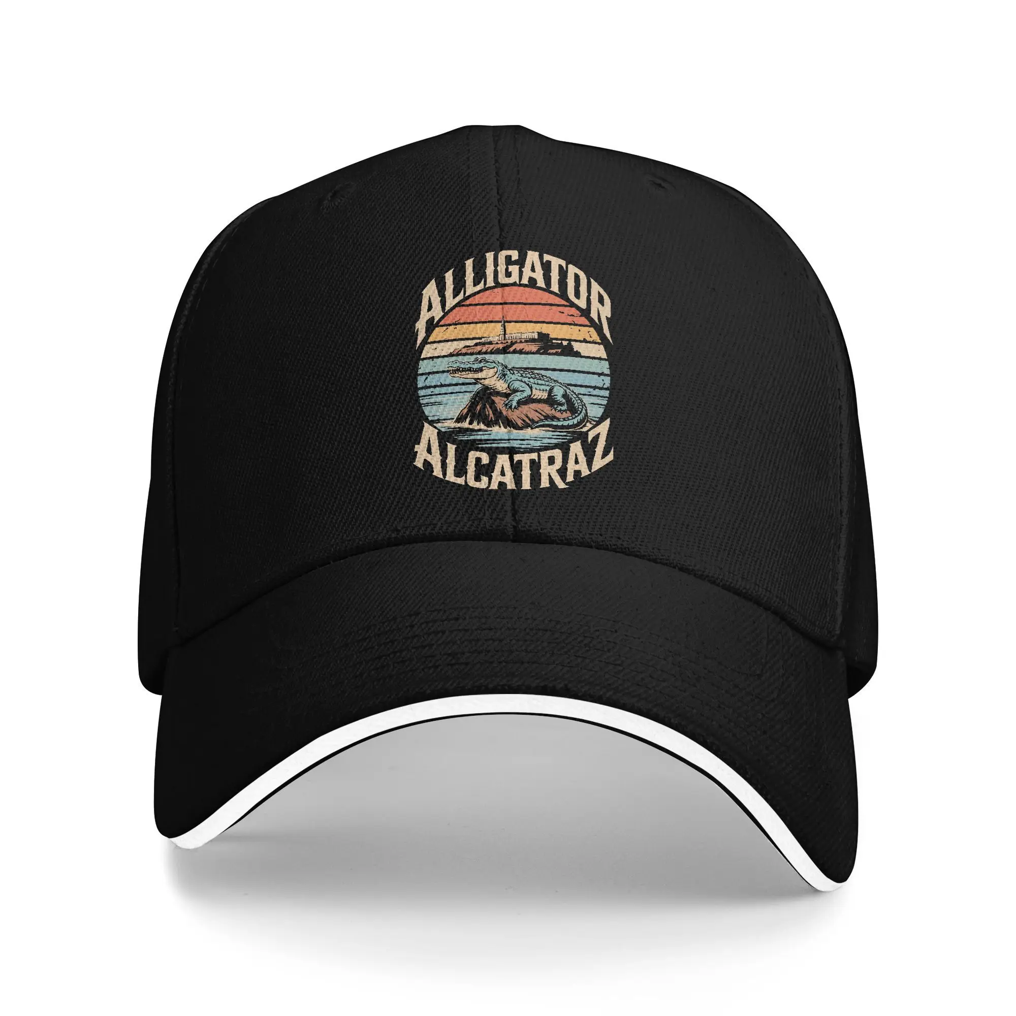 

Аллигатор Alcatraz Забавный Сан-Франциско Флорида Мем Повседневная бейсболка Летняя шляпа дальнобойщика Sun Running Hippie Snapback Кепка