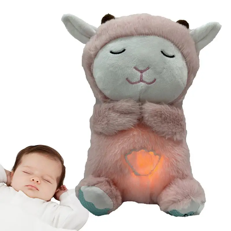 

Plush Sound Machine Electric Musical Stuffed Breathing Lamb Doll Singing Plush Toys With Soothing Music For Kid's Room Bedside