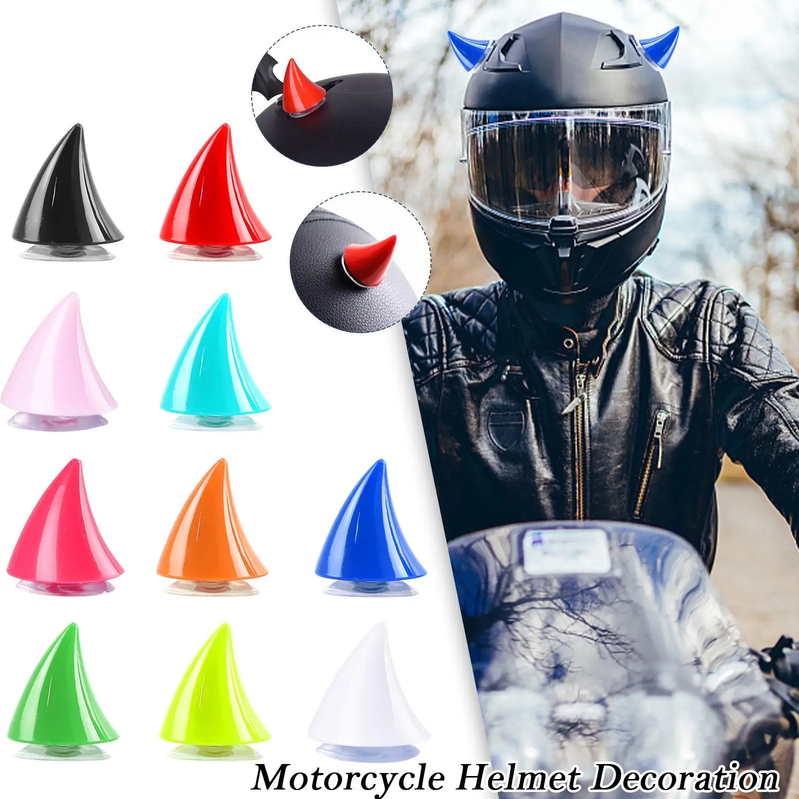 Motorcycle Helmet Cool Devil Horns Suction Cup Motorcycle Helmet Decoration Electric Car Styling Stickers Helmet Accessories