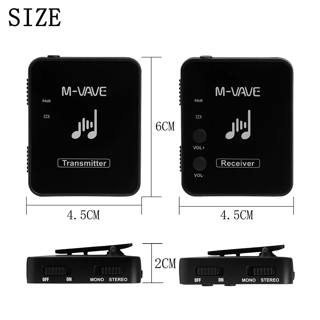 M-VAVE 2.4GHz Wireless Earphone Monitor Transmission System Support Mono/Stereo USB Rechargeable Transmitter & Receiver