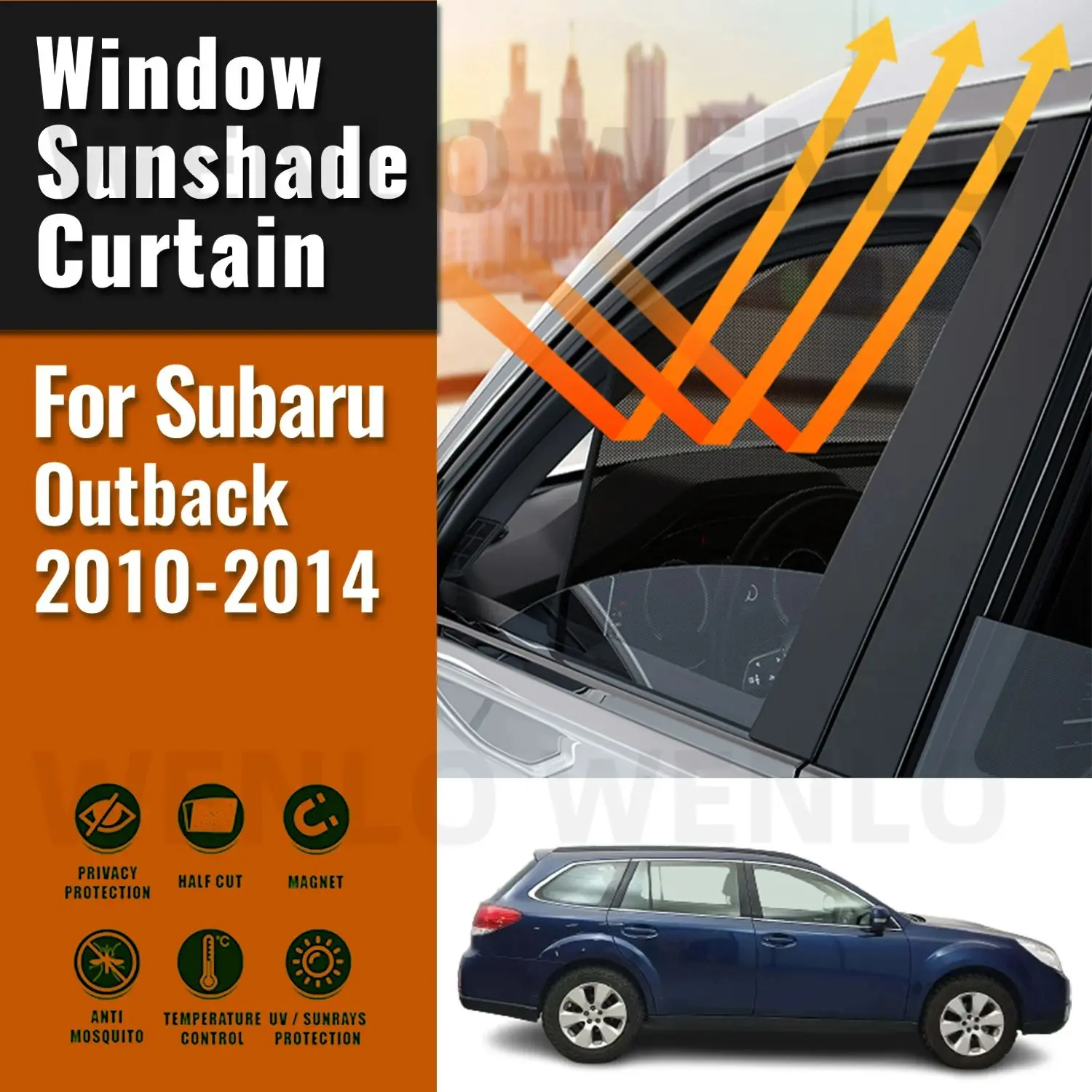 

For Subaru Outback BR 2014-2010 Rear Side Window Sun Shade Visor Car Sunshade Accessories Front Windshield Mesh Vehicle Curtain