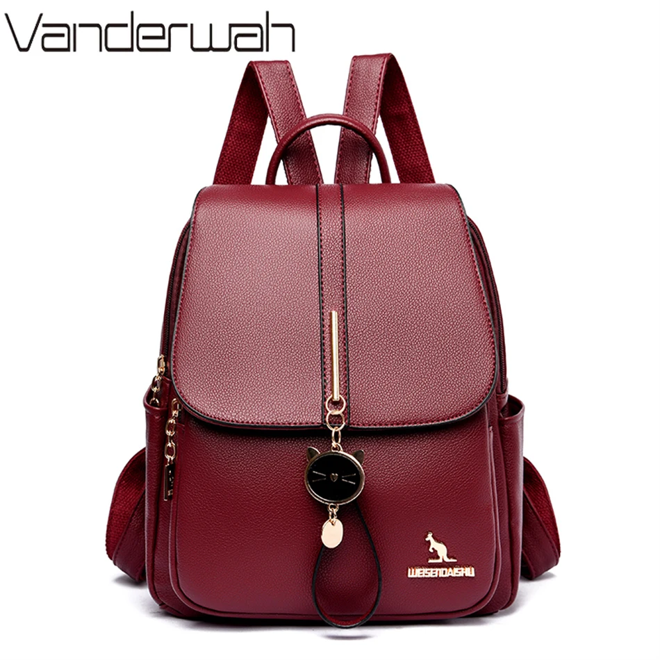 Luxury Soft Leather Female Backpacks Purses Women\'s 2024 Bagpack Rucksack High Quality Ladies Mochilas Large Capacity Sac A Dos