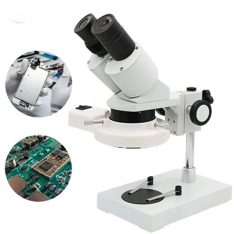 Stereo Inspection Microscope - 20x-40x Magnification for PCB & Jewelry Repair (LED Illuminated)