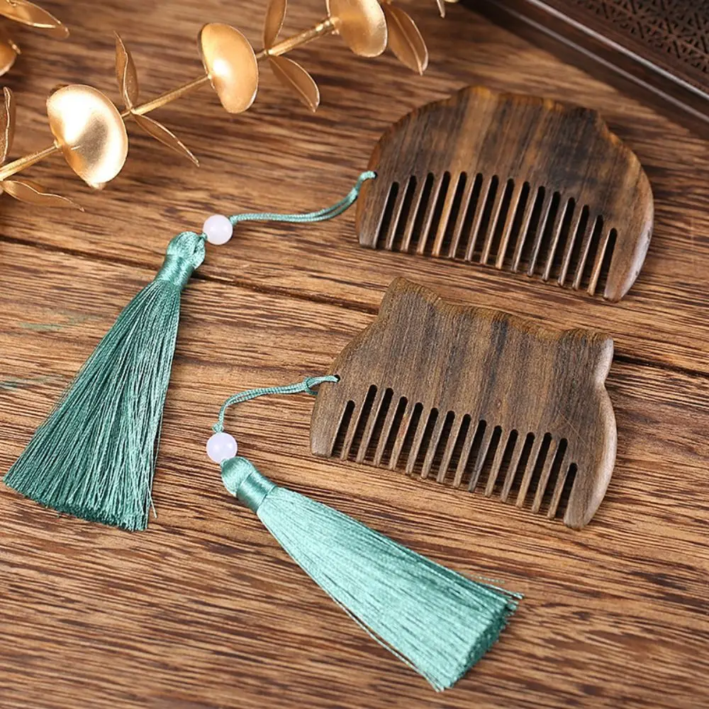 Comb Chinese Zodiac with Tassels Beard Brush Scalp Massager Massage Comb Wooden Hair Comb Fine Tooth Comb Pocket Comb