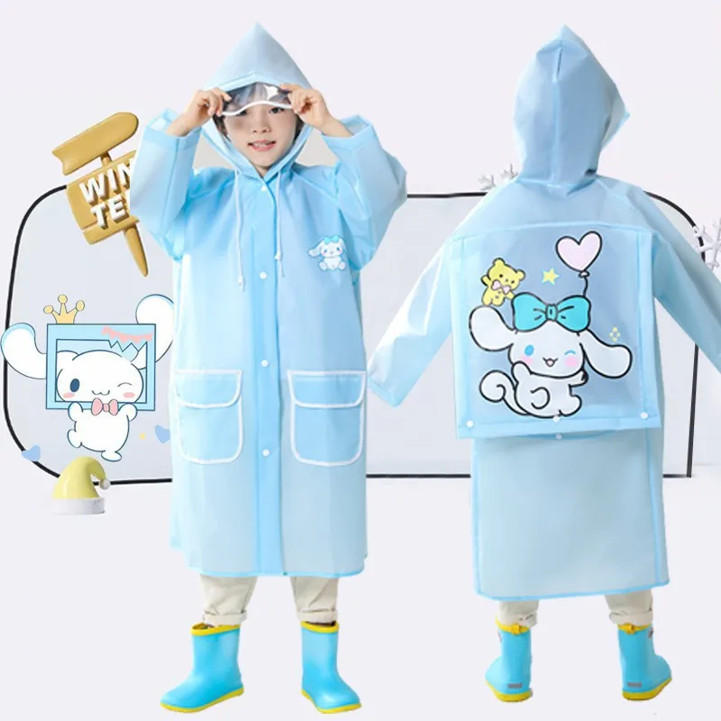 Anime Sanrios Raincoat Child Kuromi Cartoon Poncho Boy Girl Student with School Bag Seat Water Proof Raincoat Kawaii Cartoon