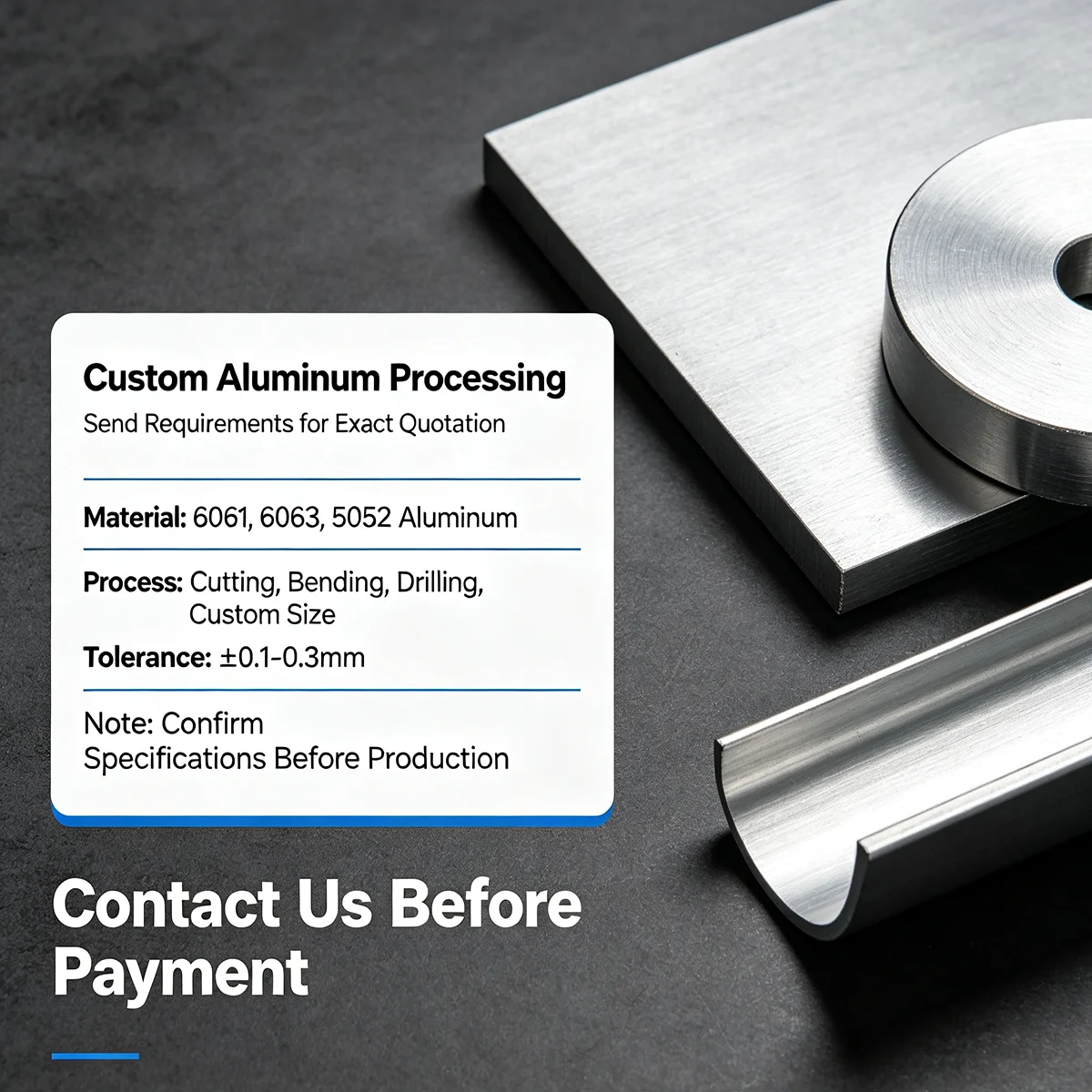 Custom Aluminum Parts Laser Cutting Bending CNC Machining Non-Standard Size Available