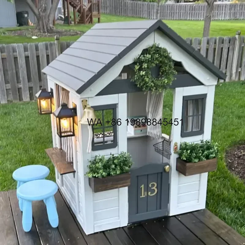 Wmwmnu Hantechn Wholesale Outdoor Garden Wooden Kids Playhouse Children Playground Green House for Children with Wood