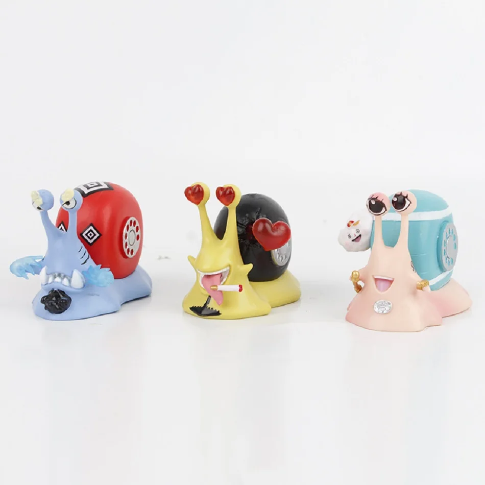 9 pçs anime uma peça comum caracol figura luffy chopper ace roronoa zoro telefone bug brinquedo modelo ornamentos crianças presentes de natal