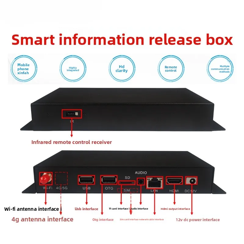 4K Network Multimedia Information Playback Box Remote Control Advertising Machine Publishing Box High-Definition Android