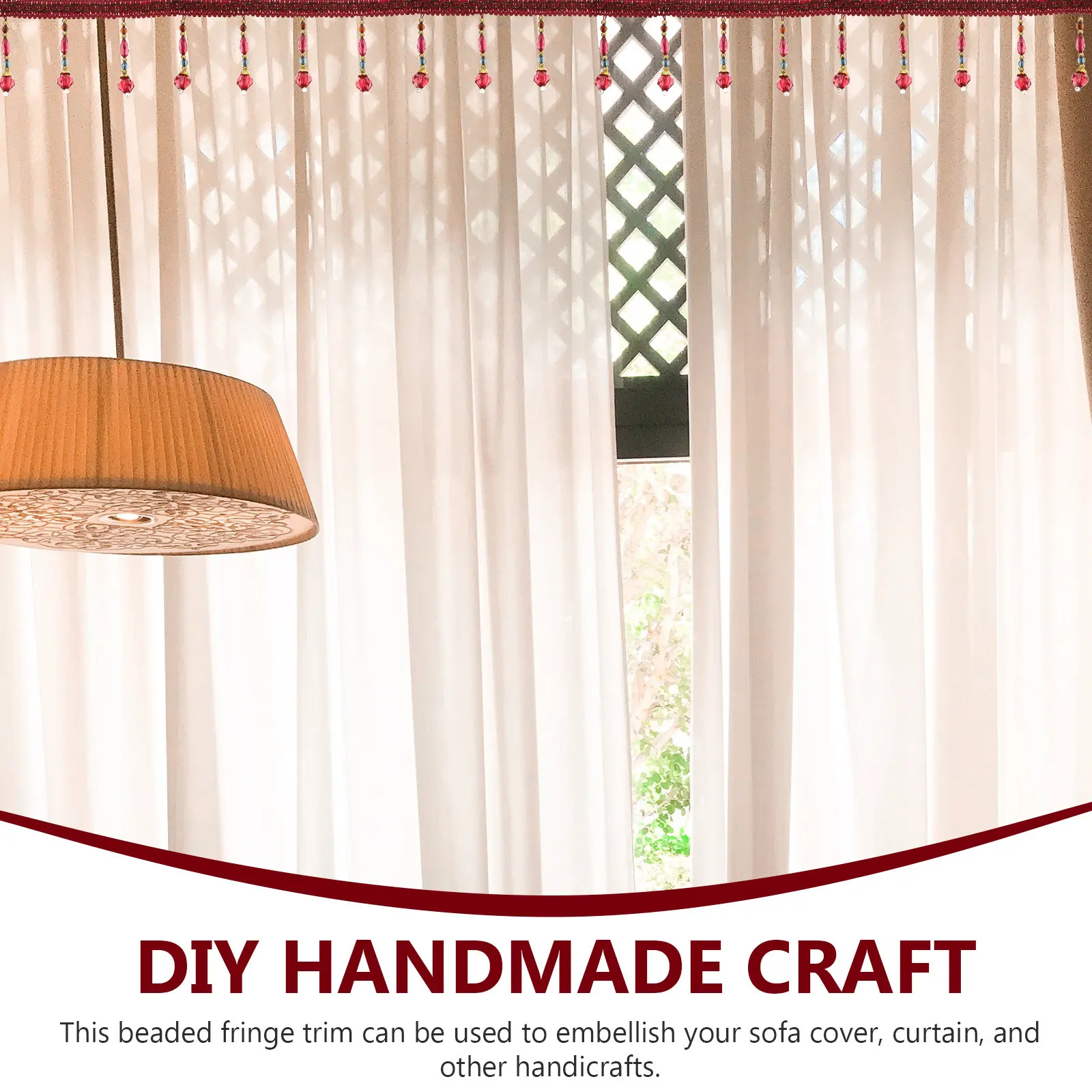 

Beaded Fringe Trim 2 Yards Polyester Curtain Edging Tassel Decor for DIY Sofa Roman Blind Craft Home Decor Accessory