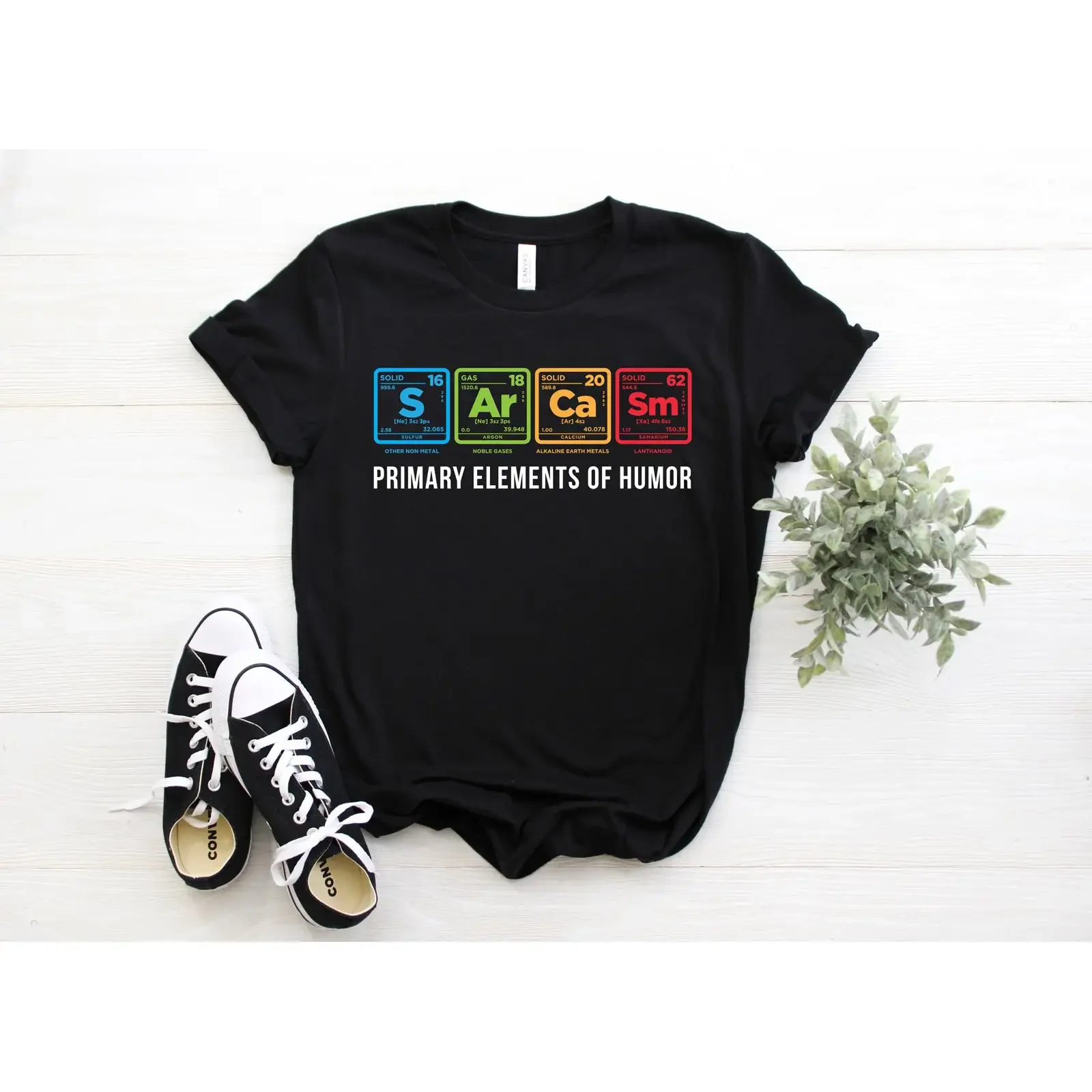 Sarcasm Primary Elements of Humor Funny Periodic Table T Shirt Organic Chemistry Science Majors Nerd Birthday  vintage Washed