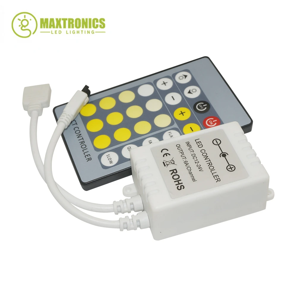 

DC 12V 24V Color Temperature CCT LED Controller IR 24Key 4Pins Remote Control For Double Color SMD 5050 5630 5025 LED Strip Tape