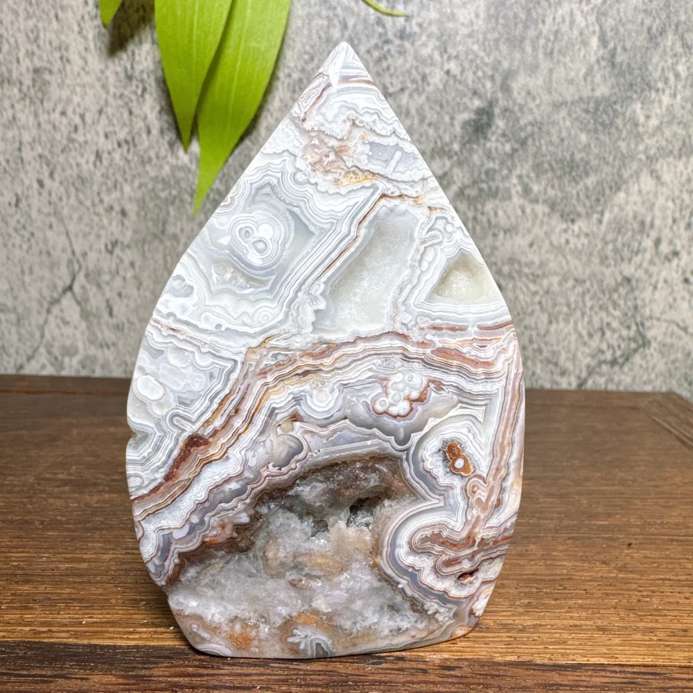 Natural Mexican Lace Agate Free Form Flame Shape Torch Mineral Specimen Reiki Meditation Energy Chakra Witchcraft Healing Gfts