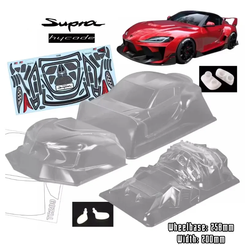 1/10 PC RC Supra Hycade Wide Body Shell 200mm Width Lampshade Exhaust Transparent Shell Body For Turing Dirft Mst Yokomo Hpi Hsp