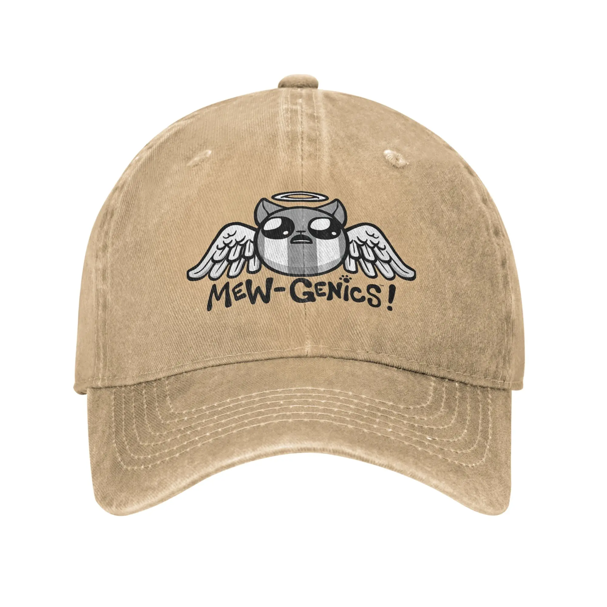 MewGenics Angel Cat Baseball Caps Retro Distressed Cotton  Sun Cap Unisex Activities Adjustable Fit Hats Cap