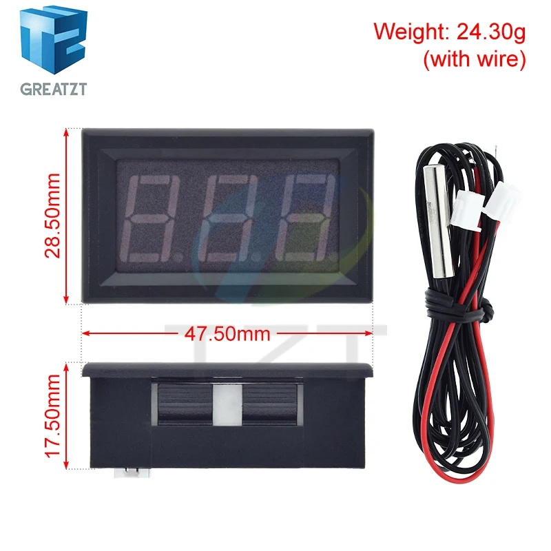 DC 4.5-30V Mini Digital LED Thermometer for Car Temperature Monitor Panel Meter Measuring Range -50-110C With Temperature Probe