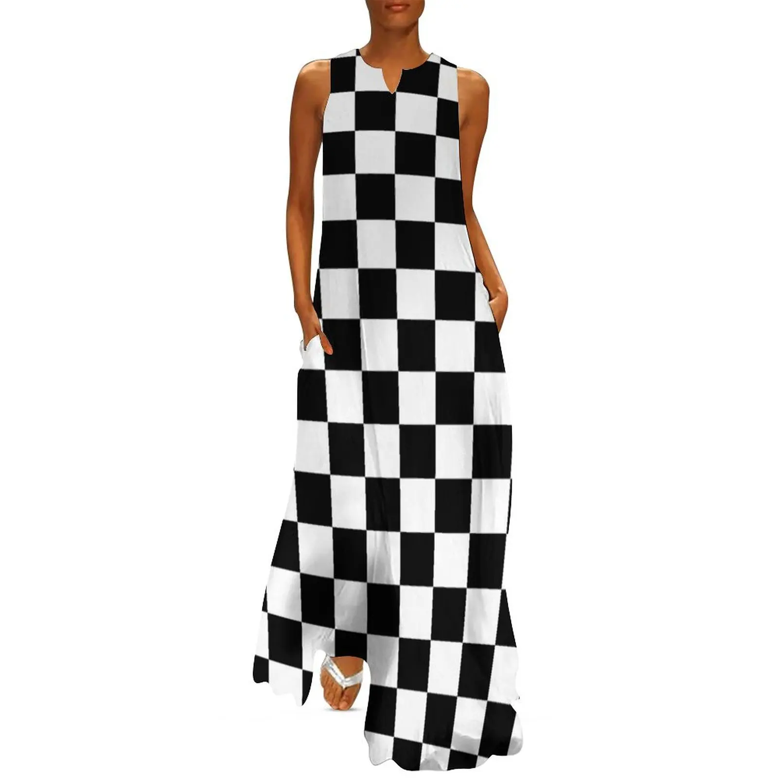 

Small Black White Check Motorsport Race Flag Checkered Skirt Pillow Long Dress evening dresses luxury 2025 women clothes Dress