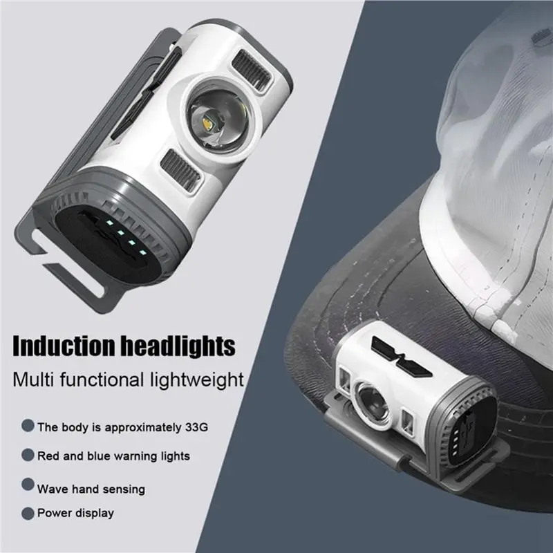 T19C 2X LED Sensor Hat Clip Lamp Waterproof Head Light Rechargeable Fishing Searching Light Camping Light Night