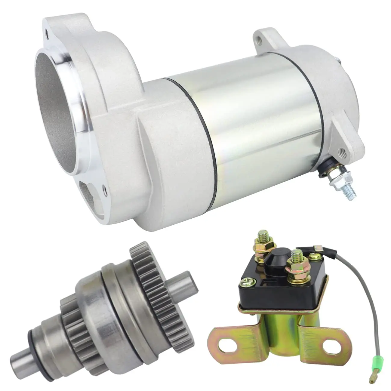 

Starter Motor & Bendix & Relay Set For Polaris Xplorer Trail Blazer Big Boss Sportsman Xpress 400 350 300 250 3084403 3083760