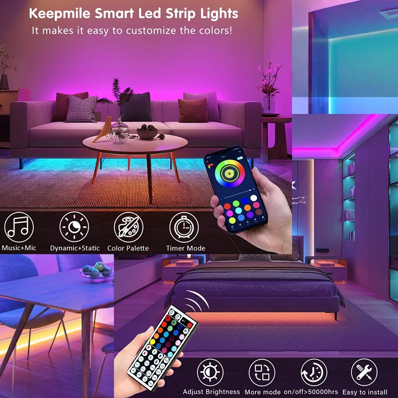 LED Strip Lights Smart RGB Led - огляд і ціна Colour Changing Bulb