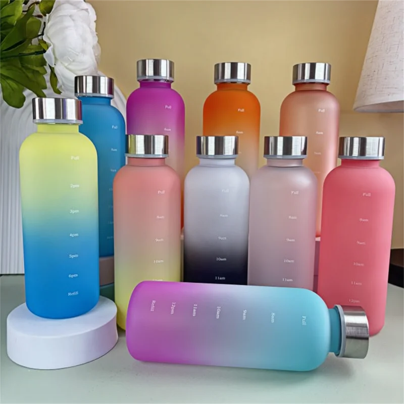 Botella de 550ml con marcador de tiempo, motivacional, reutilizable, Fitness, deportes al aire libre, viajes, a prueba de fugas, sin BPA, plástico esmerilado