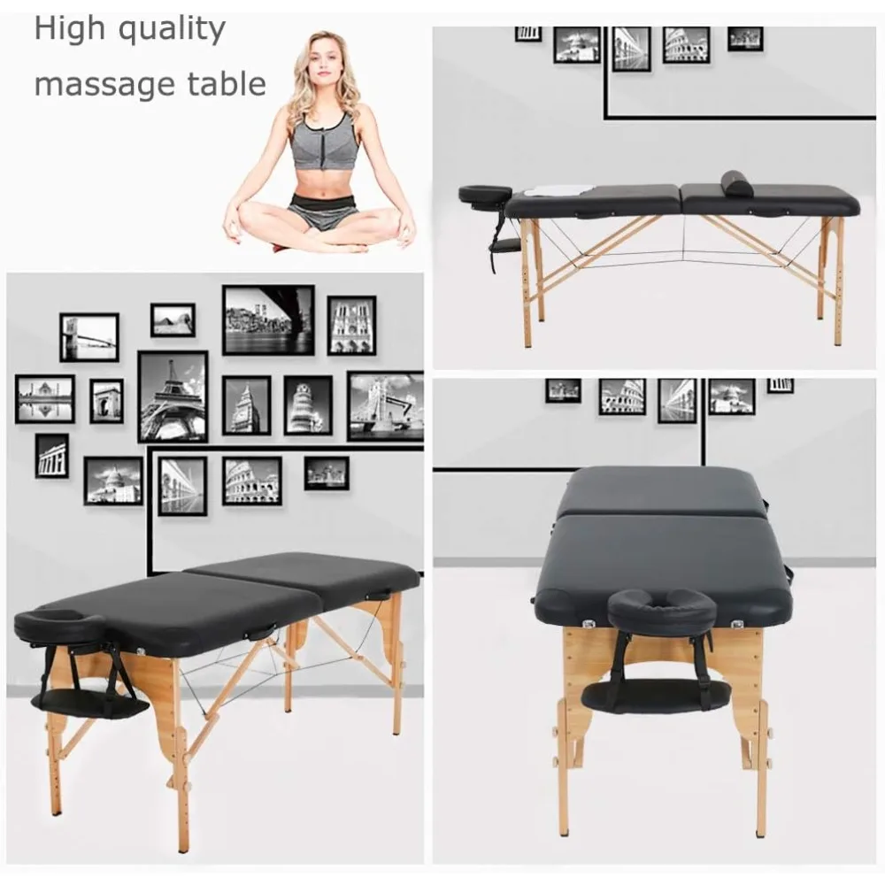 

Massage Bed Portable Massage Table 2 Fold Massage Bed 28In Wide Lash Bed Height Adjustable Spa Table with Half Bolster