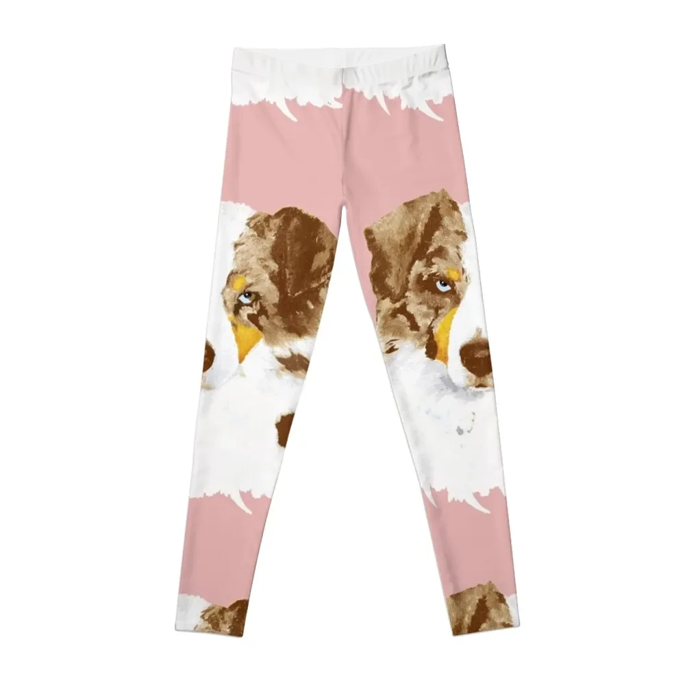 Red Merle Australian Shepherd Dog Portrait Leggings Women's sports pants sports for Womens Leggings