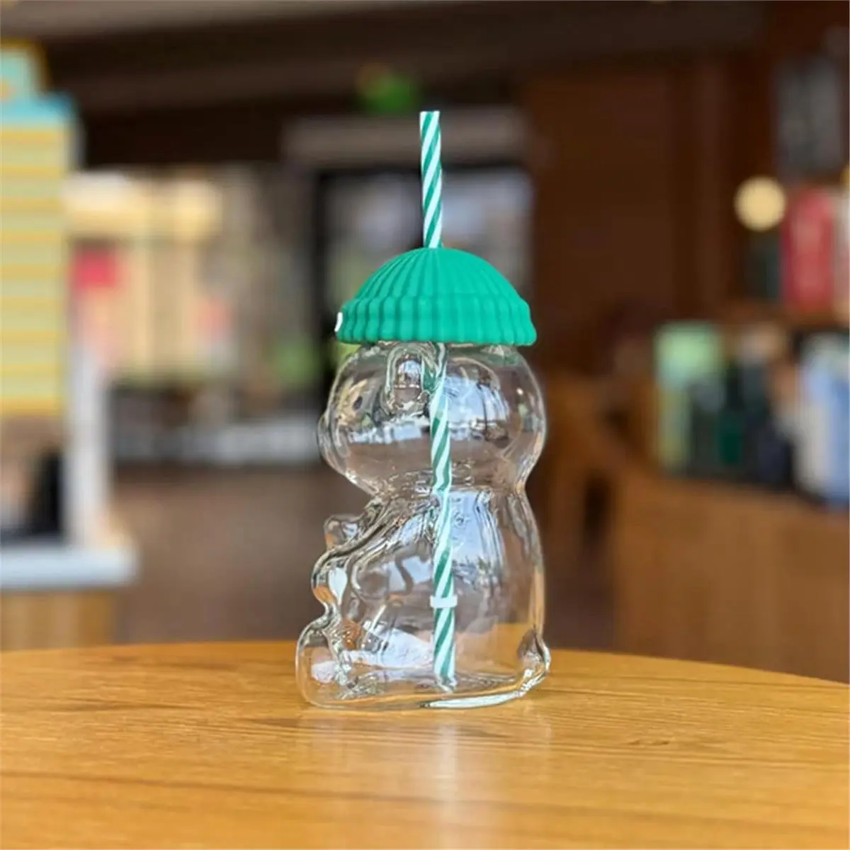 2025 Bear Straw Cup - Cute Bear Glass Cup with Straw 19oz, Cute Mugs, Large