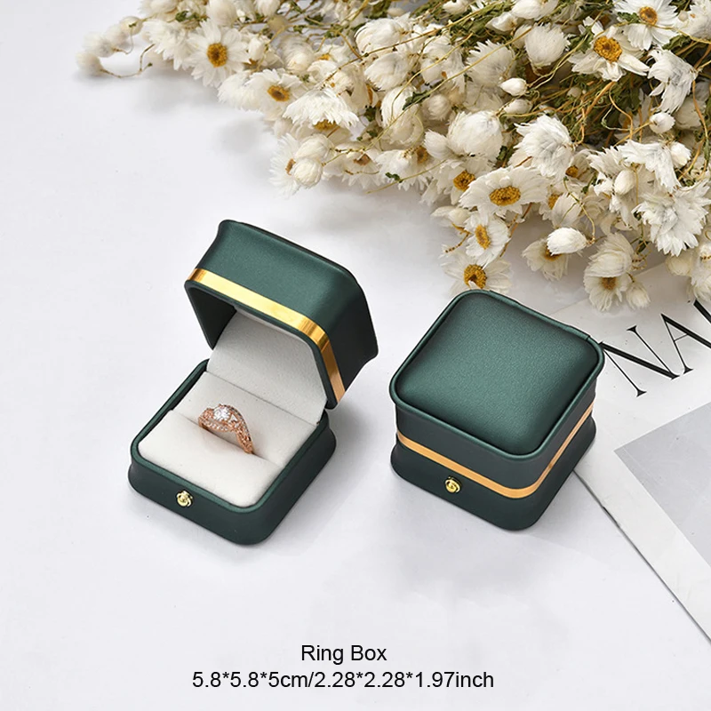 1pc Luxury PU Leather Jewelry Packing Box Ring Earrings Necklace Bracelet Jewellery Display Storage Case For Wedding Engagement