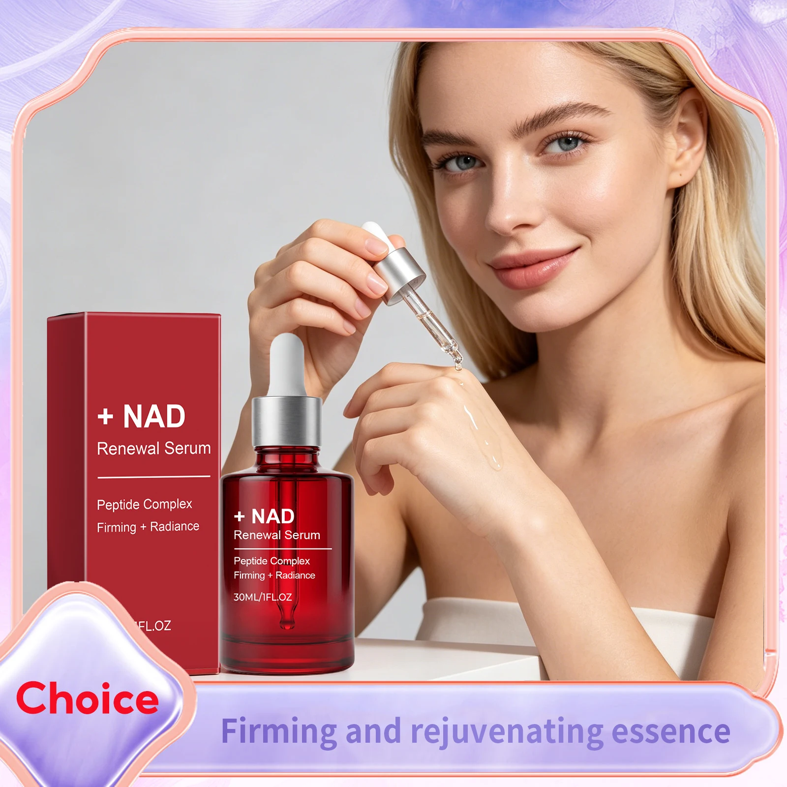 Suero Lifting con Péptidos NAD+, Antienvejecimiento, Reduce las Líneas Finas, Aumenta la Elasticidad de la Piel, Cierra los Poros, Esencia Facial Iluminadora y Radiante