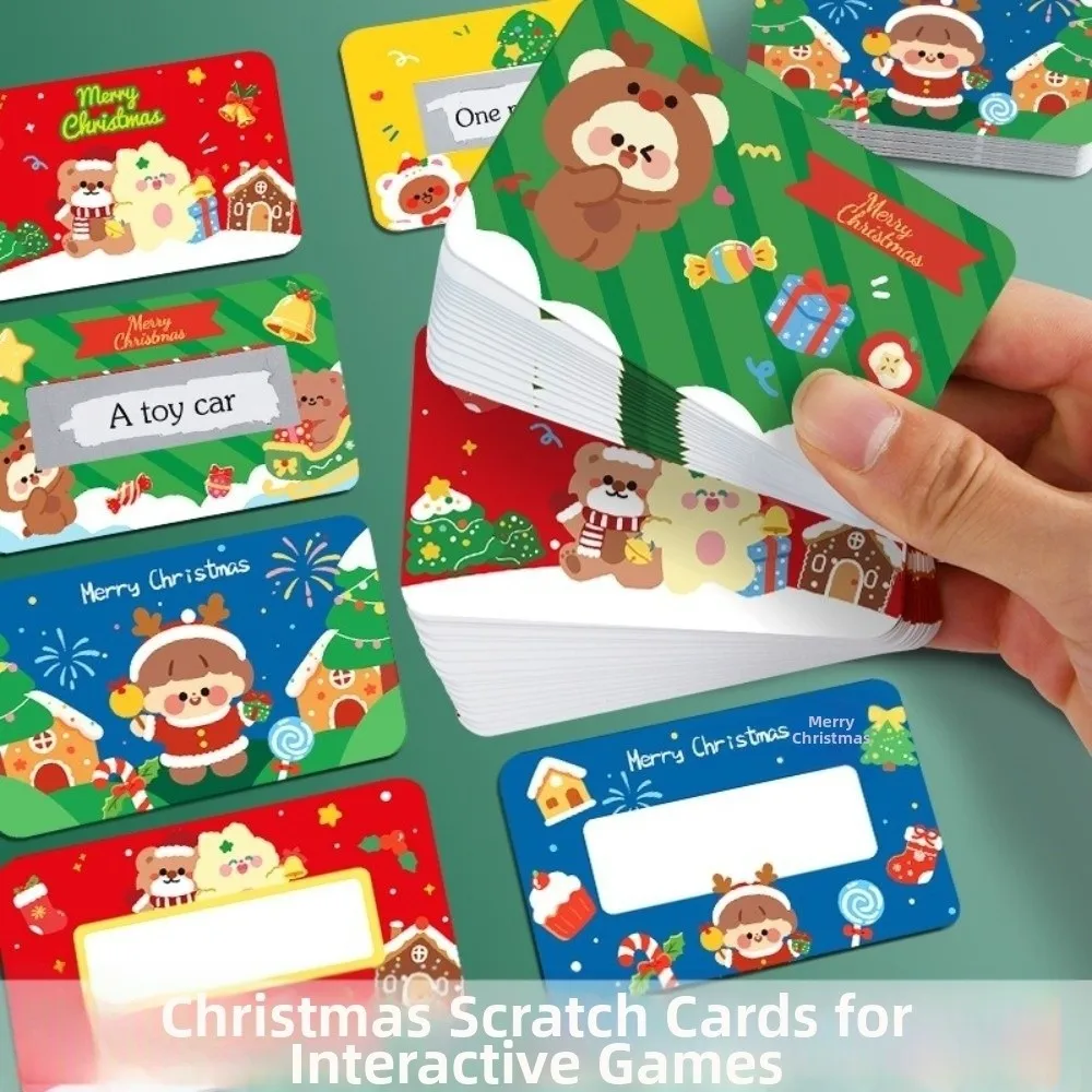 DIY Christmas Scratch Off Cards Write‑In Self-Scratchable Surprise Raffle Cards Creative Cartoon Xmas Interactive Game Cards