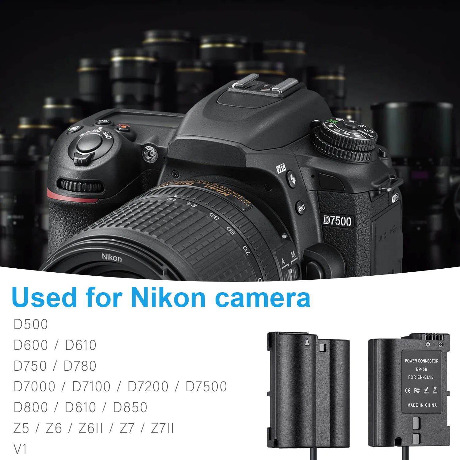 FOMITO EN-EL15 Сменный адаптер типа C для Nikon D500 D600 D610 D750 D780 D810 D800 D850 D7500 D7200 D7100