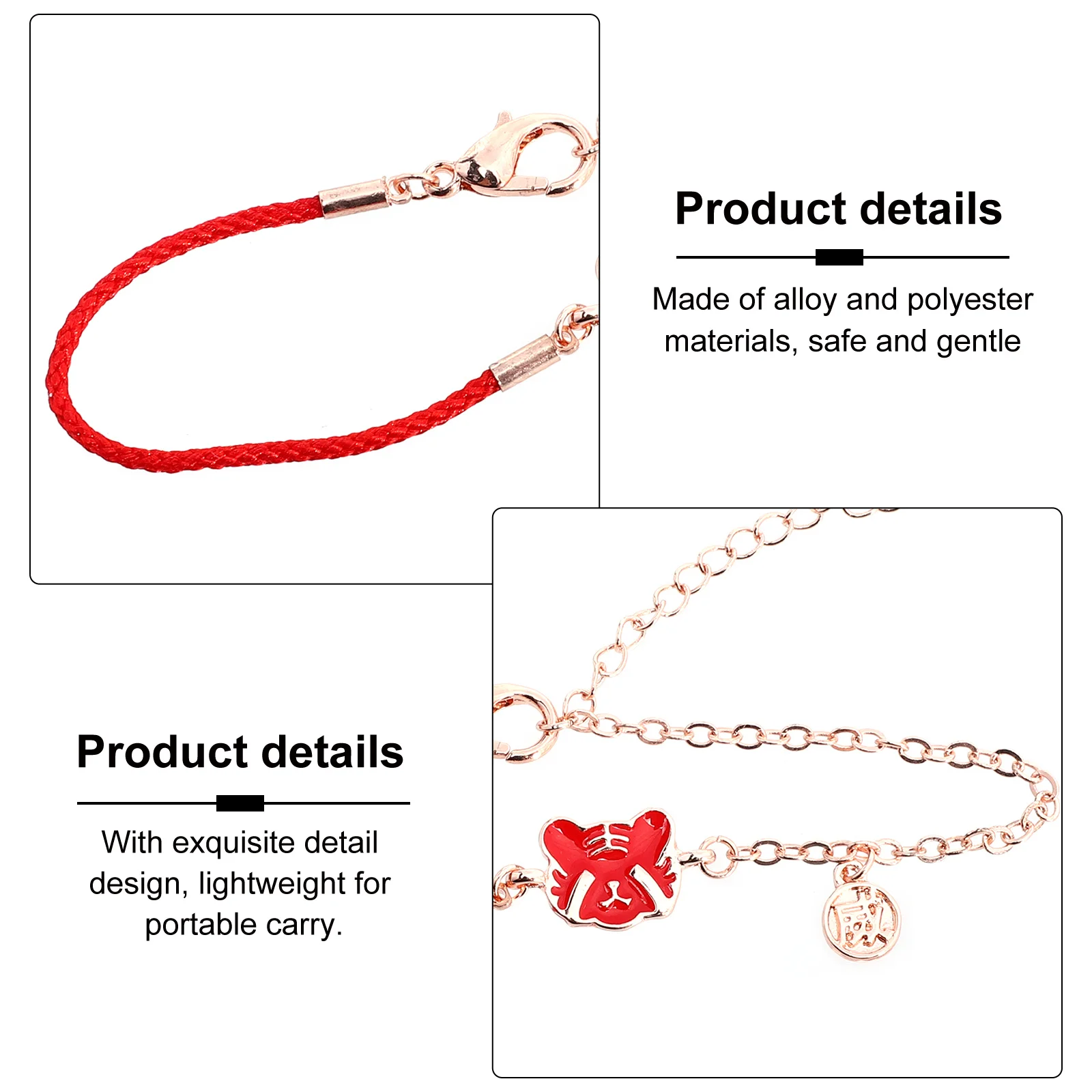 1 pz affascinante braccialetto Hu lega durevole corda rossa catena da polso decorativa regalo di festival di Capodanno catena da polso fortuna