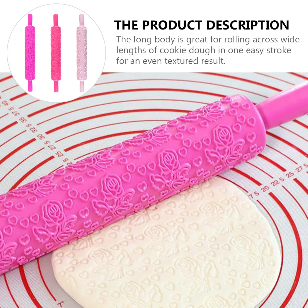 

3 шт., скалка с тиснением в форме сердца, пластиковый валик для выпечки печенья, пиццы, лапши, кухонный инструмент, скалка