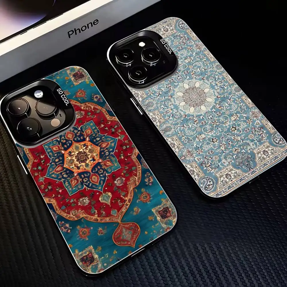 

Persian Carpet Phone Case For iPhone 16,15,14,13,12,11,Mini,Pro,MAX Black Matte Shockproof Cover
