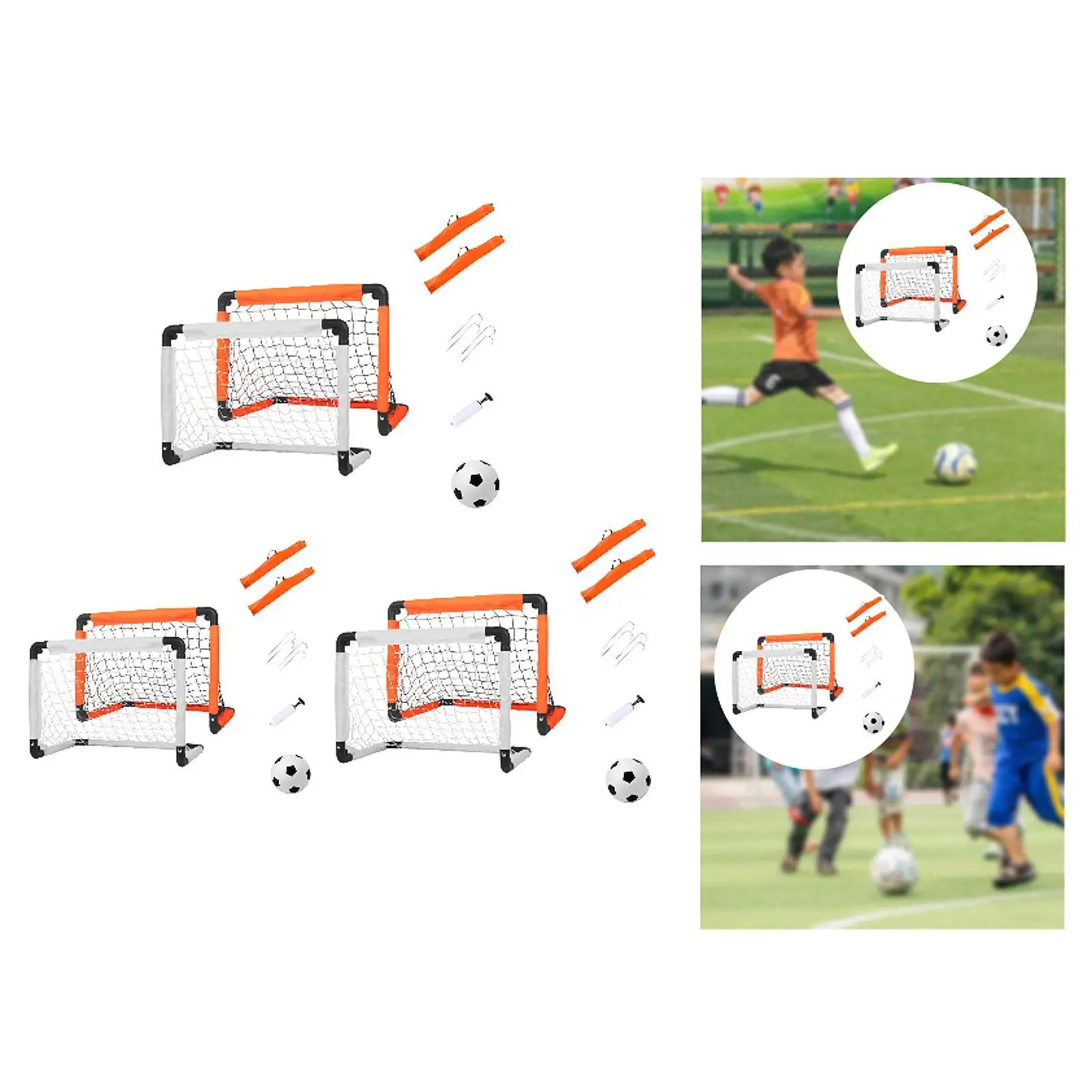 

2x Kids Soccer Goals Set Kids Soccer Goal Nets Lightweight Easy Installation