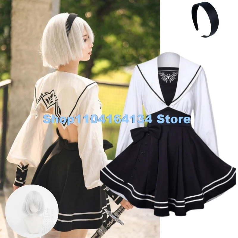 Nier Automata Yorha 2B Cosplay Costume Sailor Suit Sexy Outfit Games Suit Women Role Play Girls Halloween Party Fancy Dress