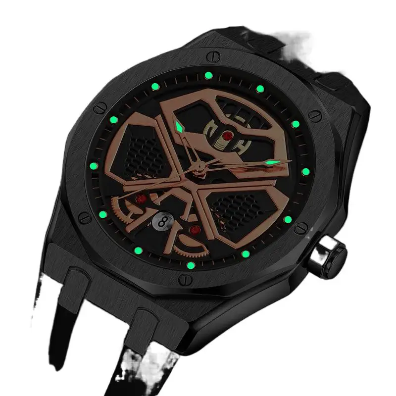 SkmeiFashion سيليكون الفرقة الرياضة ساعات رجالية شخصية الإبداعية الميكانيكية الرياح مضيئة مقاوم للماء التجارة الخارجية الكوارتز ث
