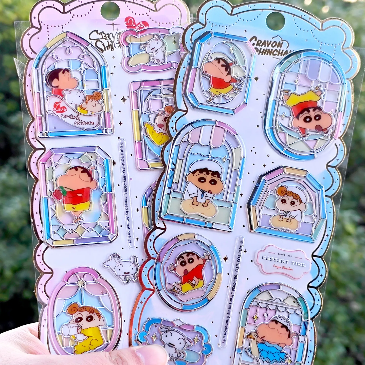 

10pcs Crayon Shin-Chan 3D Relief Crystal Candy Glass Window Decal Stickers Toys Diy Cute Aesthetic Sticker For Phone Case Decor