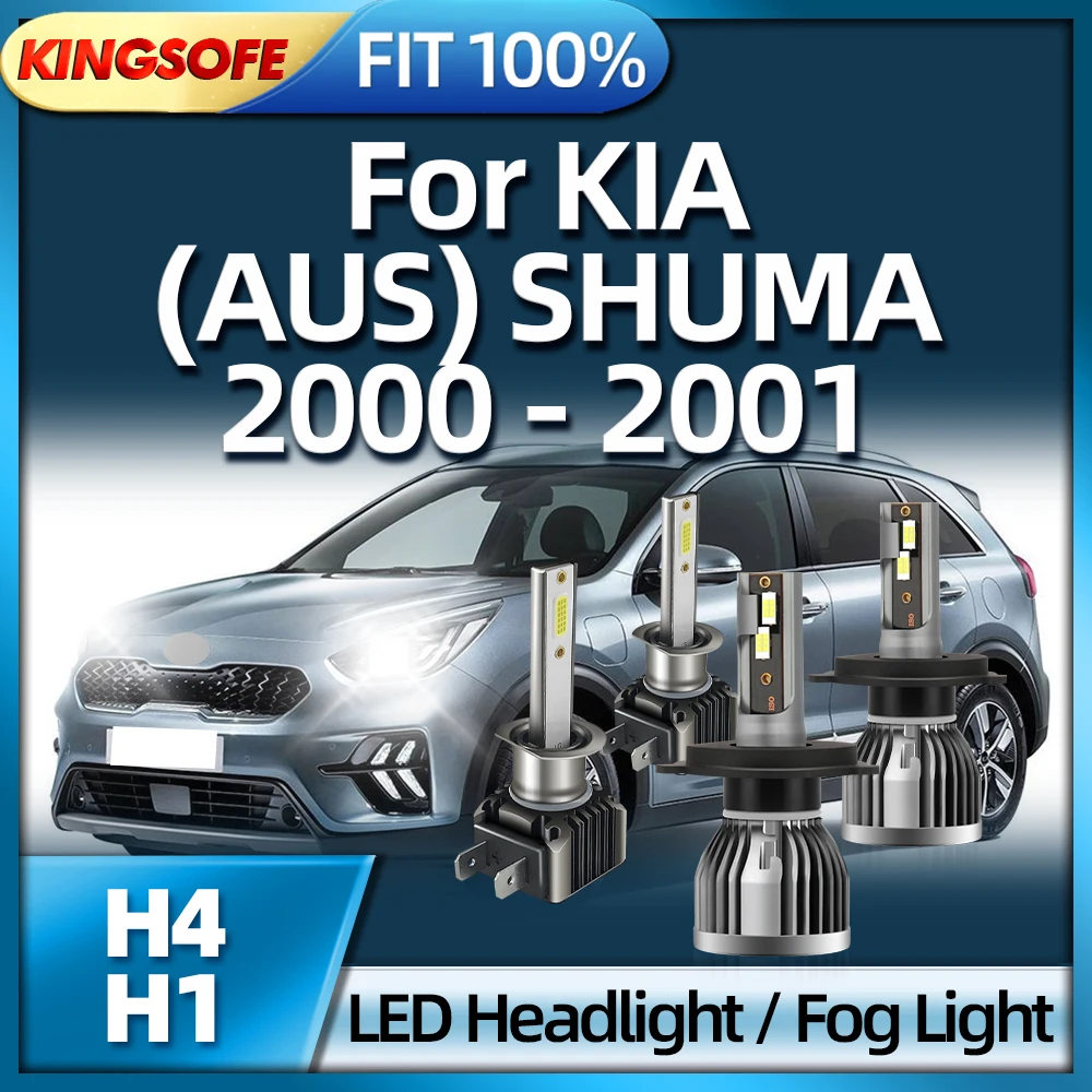 

KINGSOFE 2/4Pcs H4 LED Car Headlights H1 Fog Lights 6000K White 150W Auto Bulbs For KIA (AUS) SHUMA 2000 2001