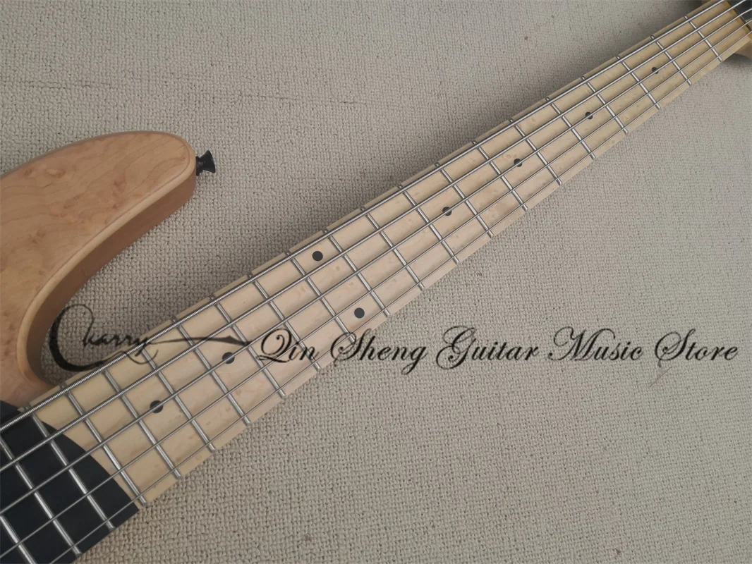 5 String Bass Guitar Yin Yang Tai Chi Fora Bass Birdseye Maple Fingerboard Alder Body Fixed Bridge Black Tuner