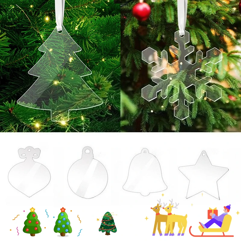 

New 5/10/20/50PCS Clear Acrylic Christmas Ornament Blanks Snowflake Shape with Hole DIY Decorate for Xmas Tree Hanging Window