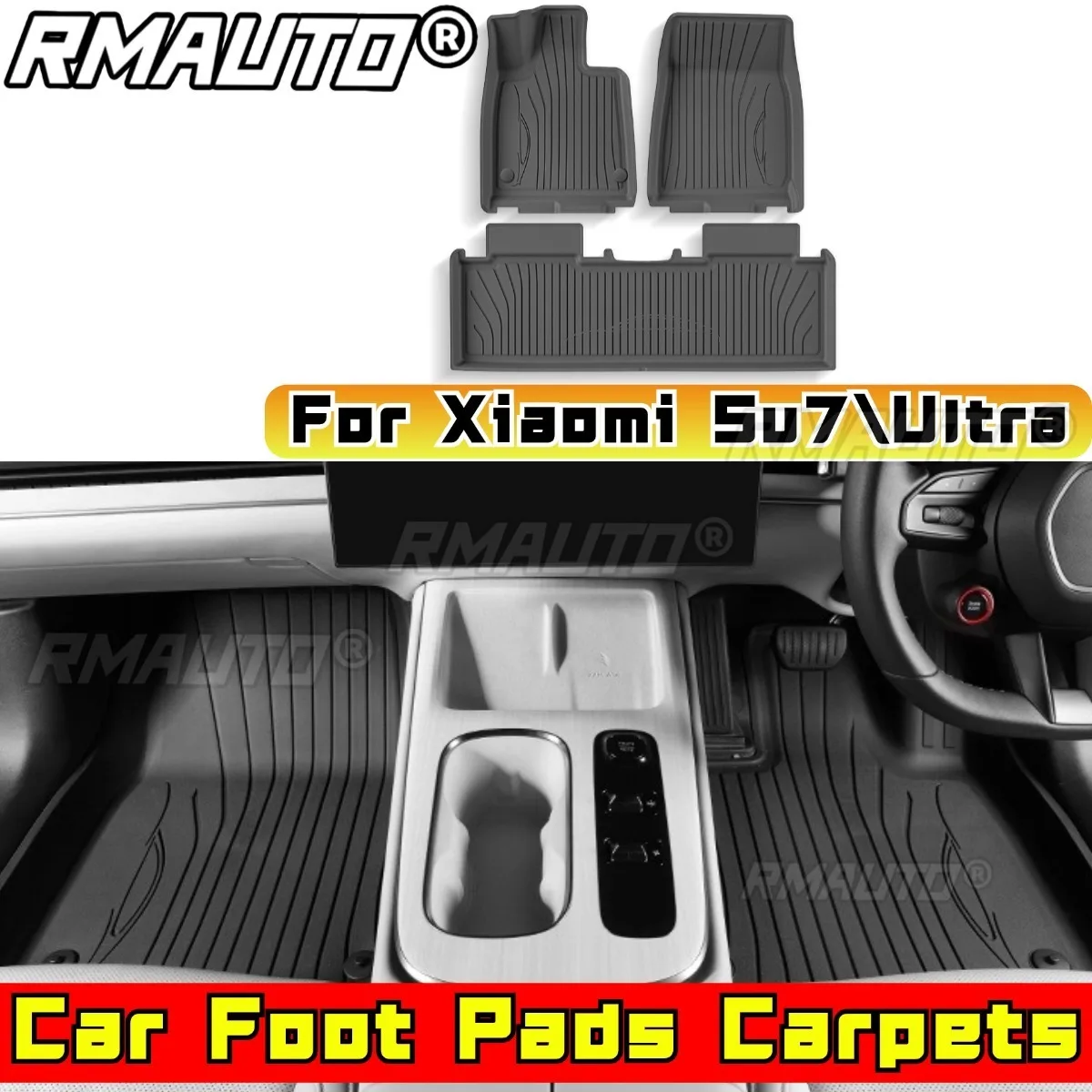 Car Floor Mats Floorlines Foot Pads Interior Carpets For Xiaomi SU7 Xiaomi SU7 Ultra Waterproof Auto Rugs Styling Accessories
